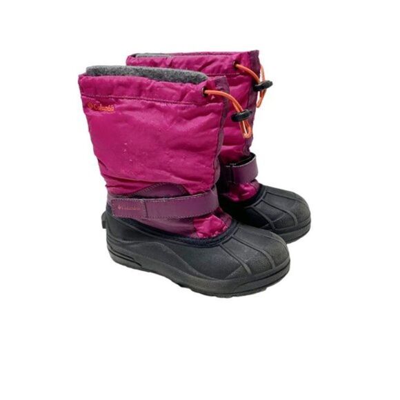 Columbia Big Kids’ Powderbug Forty Snow Boot Wild Fuchsia, Bright Nectar - Picture 2 of 5